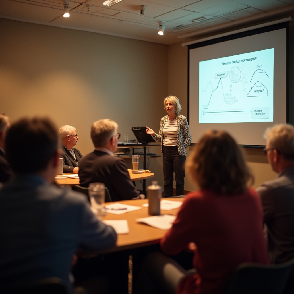 Workshop in einer Volkshochschule zu wirtschaftlichen Grundlagen